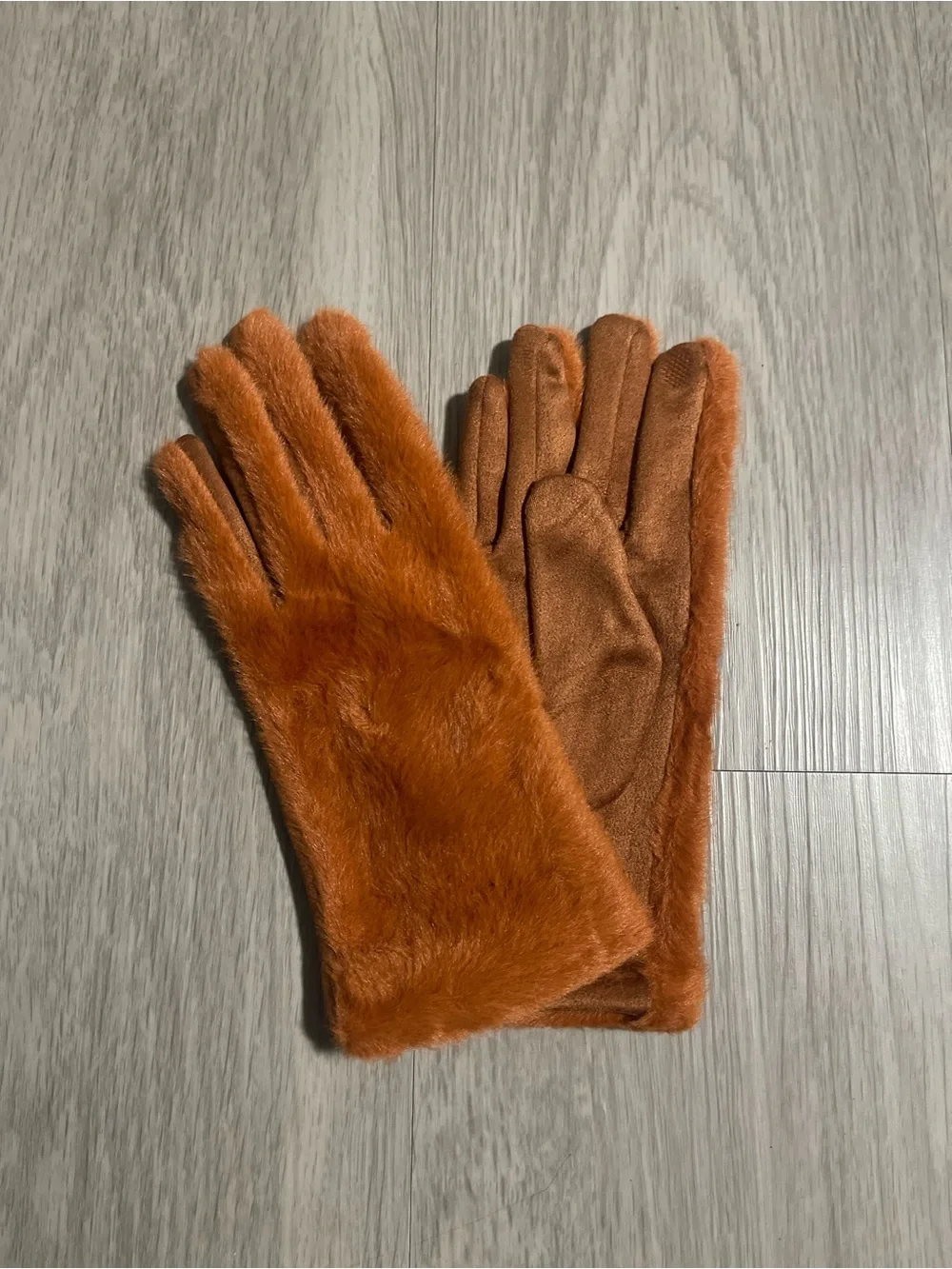 Faux Fur Brown/Orange Women's Gloves